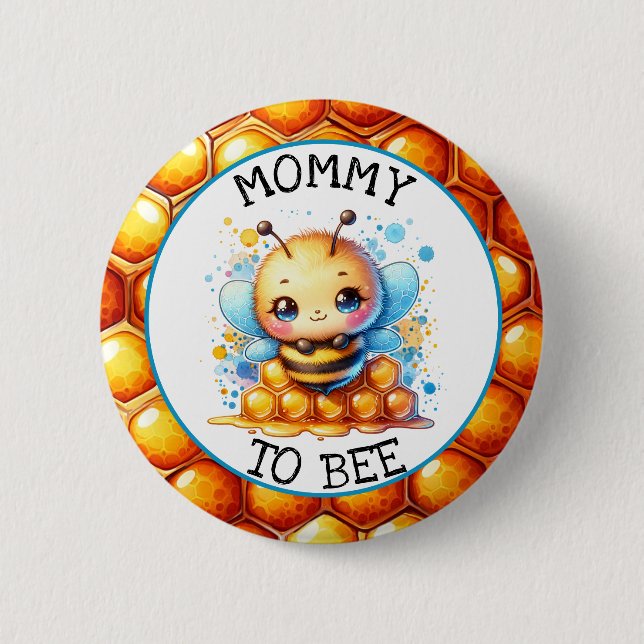 Honigbiene zum Thema Kinderdusche Mama Button (Vorderseite)