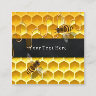 Honigbienen auf dem Trocknen von Honigwaben Quadratische Visitenkarte