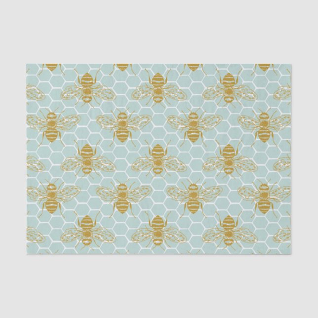 Honigbienen auf Honigwabenrüben Seidenpapier (Vorderseite)