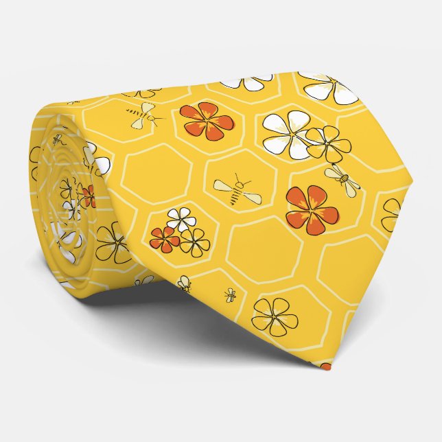 Honigbienen-Blume auf Honigwabenkamm, gelb Krawatte (Gerollt)