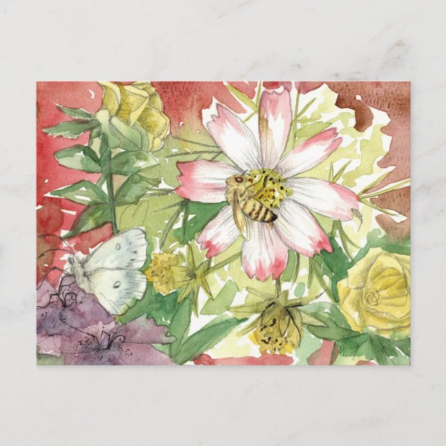 Honigbienen-Blume Sommer-Gartenollinatoren Postkarte (Vorderseite)