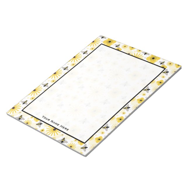 Honigbienen-Blume und Polka-Dots-Notepad Notizblock (angewinkelt)