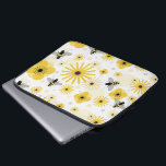 Honigbienen-Blumen u. Laptopschutzhülle<br><div class="desc">Eine Elektroniktasche,  die ein Muster der Honigbienen,  der Blumen und der Polkapunkte kennzeichnet.</div>