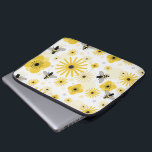 Honigbienen-Blumen u. Laptopschutzhülle<br><div class="desc">Eine Elektroniktasche,  die ein Muster der Honigbienen,  der Blumen und der Polkapunkte kennzeichnet.</div>