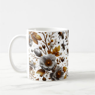 Honigbienen Blumen- und Blätter-Muster Doodle-Kun Kaffeetasse