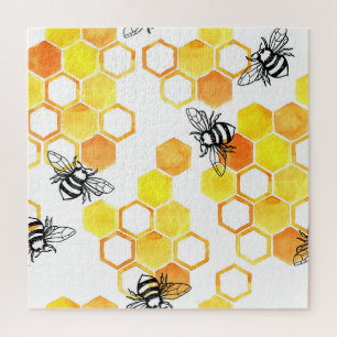 Honigbienen: Gelbes Aquarellmuster