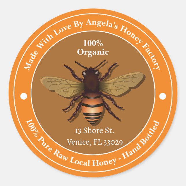 Honigbienen Honeycomb Bee Apiary Business Labels Runder Aufkleber (Vorderseite)