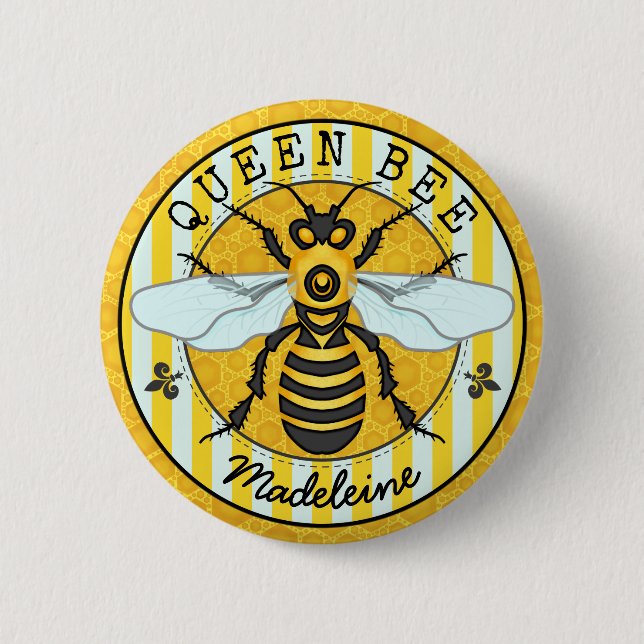 Honigbienen-Hummel-Königin-Biene hübsches | Button (Vorderseite)
