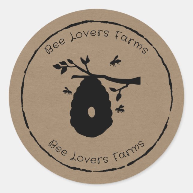 Honigbienen-Label Bio Runder Aufkleber (Vorderseite)