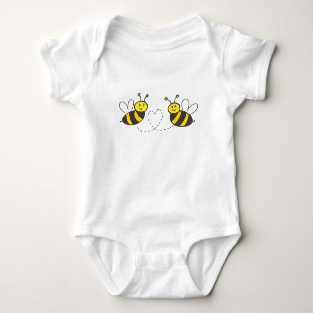 Honigbienen mit Herz Baby Strampler (Vorderseite)