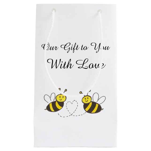 Honigbienen mit Herz, für Geschenke angepasst Kleine Geschenktüte (Vorderseite)