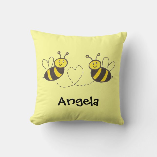 Honigbienen mit Herz Kissen (Vorderseite)