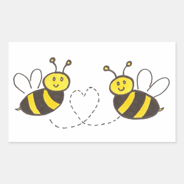Honigbienen mit Herz Rechteckiger Aufkleber (Vorderseite)