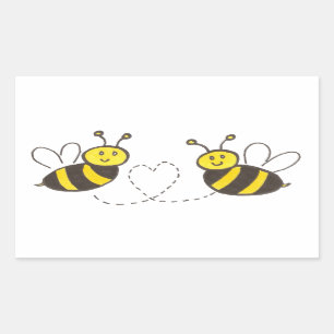 Honigbienen mit Herz Rechteckiger Aufkleber