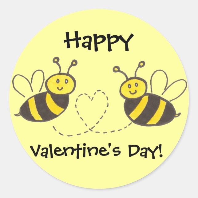 Honigbienen mit Herzlichen Glückwunsch Valentinsta Runder Aufkleber (Vorderseite)