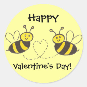 Honigbienen mit Herzlichen Glückwunsch Valentinsta Runder Aufkleber