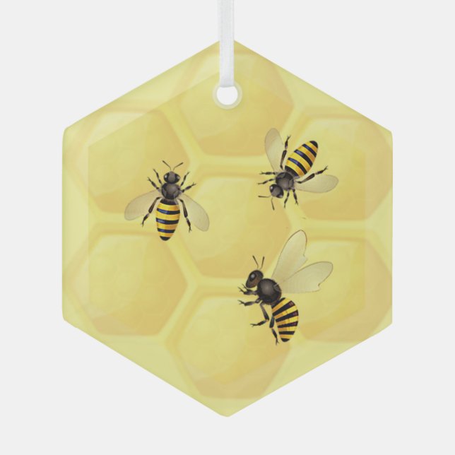 Honigbienen Ornament Aus Glas (Vorderseite)