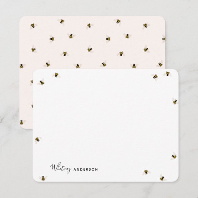Honigbienen-Personalisiert Stationery Note Card Mitteilungskarte (Vorne/Hinten)