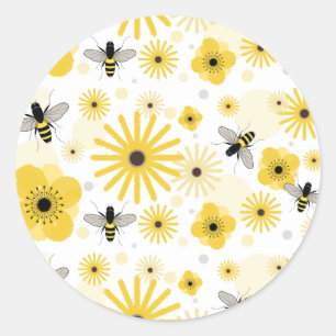 Honigbienen-u. Blumen-Umschlag Aufkleber-Aufkleber Runder Aufkleber