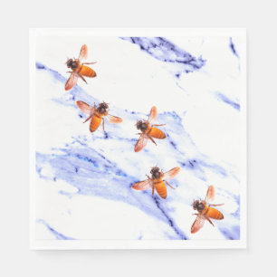 Honigbienen und blauer Marmor Serviette