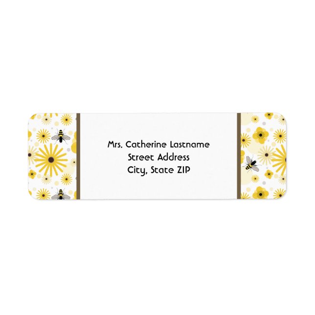 Honigbienen und Blume-Adressetikett (Vorne)