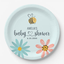 Honigbienen und Blume Baby Dusche Paper Teller