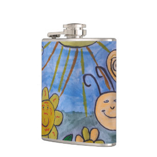 Honigbienen und Blume Vinyl-Wrampe Flachmann