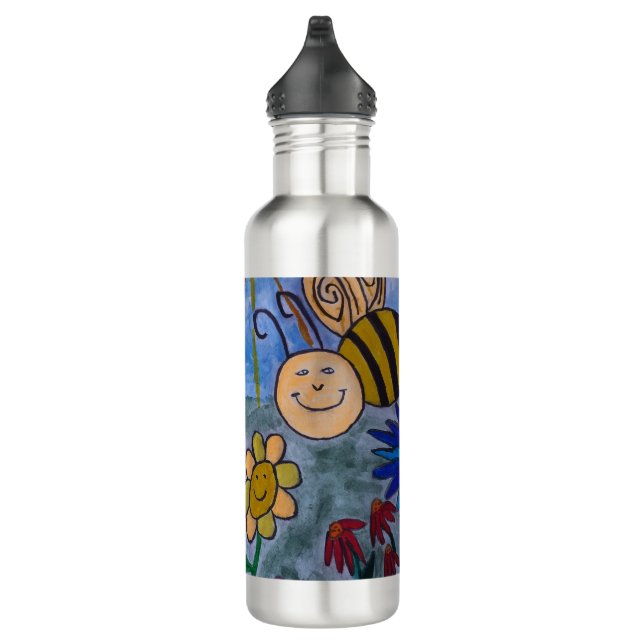 Honigbienen und Blume Wasserflasche Edelstahlflasche (Rechts)