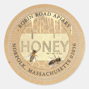 Honigbienen- und Comb Honey-Label Runder Aufkleber