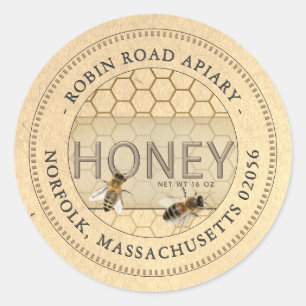 Honigbienen- und Comb Honey-Label Runder Aufkleber