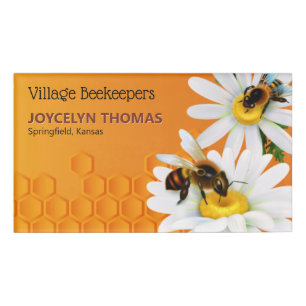Honigbienen und Daisy-Blume Namenschild