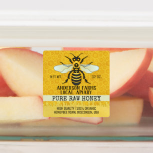 Honigbienen und Honigwaben Etiketten