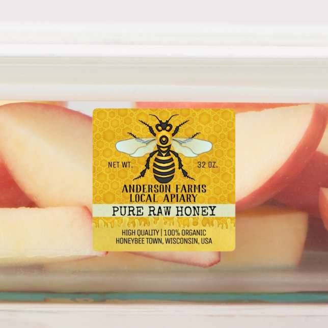 Honigbienen und Honigwaben Etiketten (Befestigt)