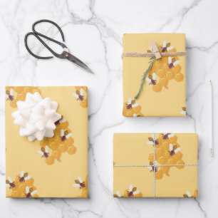 Honigbienen und Honigwabendesign Geschenkpapier Set