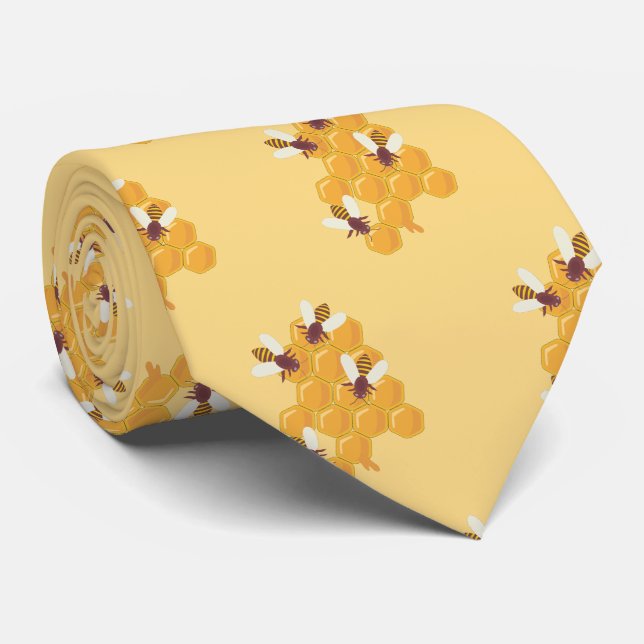 Honigbienen und Honigwabendesign Krawatte (Gerollt)