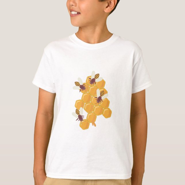 Honigbienen und Honigwabendesign T-Shirt (Vorderseite)