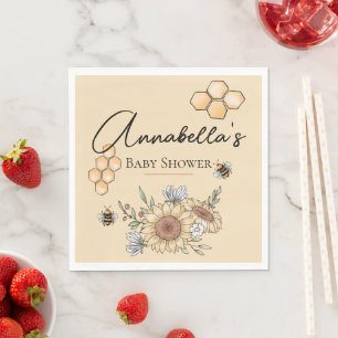 Honigbienen und Sonnenblumen Serviette