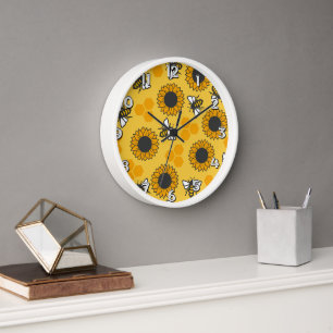 Honigbienen und Sonnenblumen Wall Clock Uhr