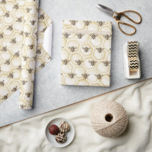 Honigbienen Vintage Honigwabenmuster Geschenkpapier