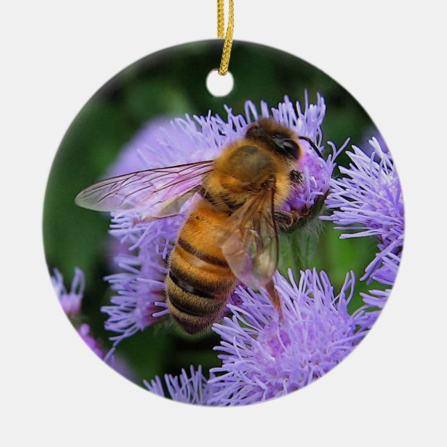 Honigbienen-Weihnachtsverzierung Keramik Ornament (Vorne)