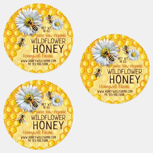 Honigbienen Wildblume Honey Apiary Jar Lid Etiketten (Gruppe)