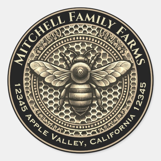 Honigbienensiegel Runder Aufkleber (Vorderseite)