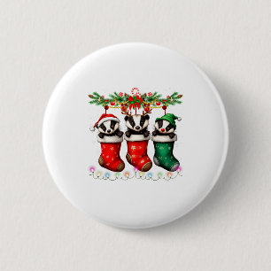 Honigdachs in Weihnachtsstrümpfen leuchtet Honigda Button