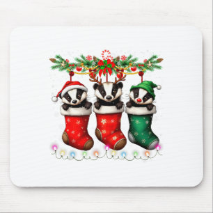 Honigdachs in Weihnachtsstrümpfen leuchtet Honigda Mousepad