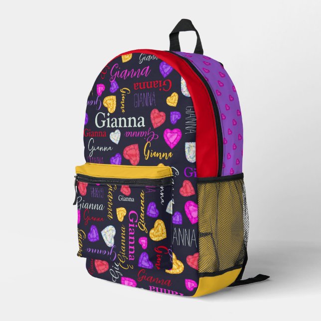Honigdiamant, rosa gelber individuelle Name Bedruckter Rucksack (Rückseitige Ecke Rechts)