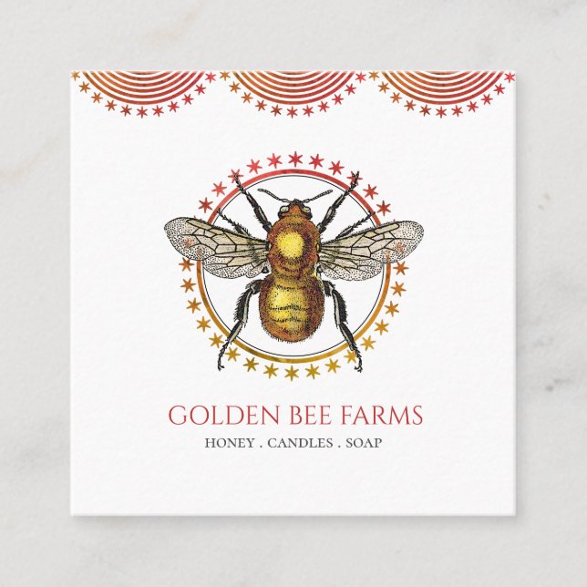 Honigerzeugnisse aus Golden Beary oder Farm Honey Quadratische Visitenkarte (Vorderseite)