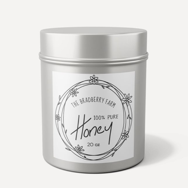 Honigetikett für Schwarz-Weiß-Doodle Quadratischer Aufkleber (Von Creator hochgeladen)