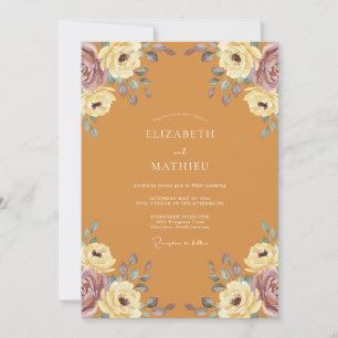 Honigfarbene Malvenblüten-Hochzeit Einladung