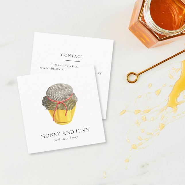 Honigfarm / hausgemachte Honey Business Card Quadratische Visitenkarte (Von Creator hochgeladen)