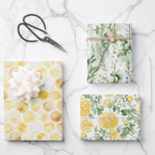 Honiggarten Blumen Weihnachten  Geschenkpapier Set